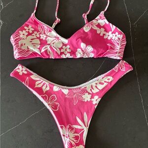 Roxy Pink and White Bikini Set